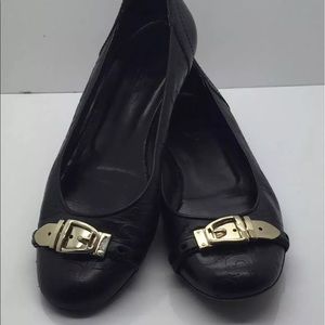 Gucci Black Leather Silver Buckle Ballet Flats 6 - image 1